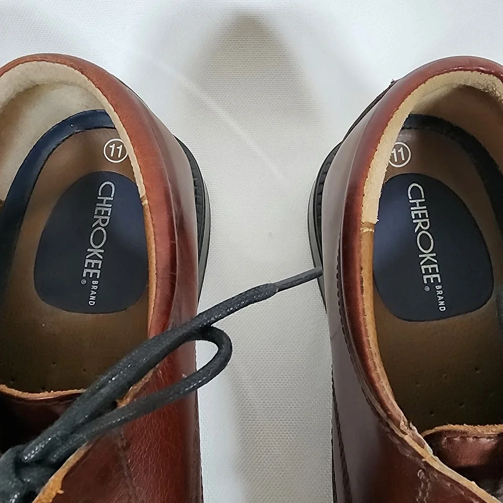 Cherokee Brand Brown Classic Leather Oxford Style Lace Up Shoes Mens US Size 11